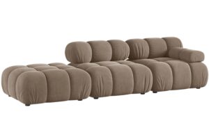Micadoni Tmavě béžová sametová čtyřmístná pohovka Bellis 282 cm
