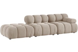 Micadoni Béžová sametová čtyřmístná pohovka Bellis 282 cm