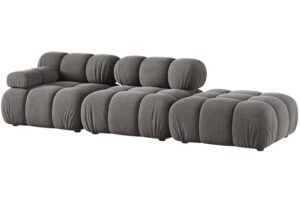 Micadoni Šedá sametová čtyřmístná pohovka Bellis 282 cm