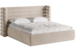 Micadoni Béžová sametová dvoulůžková postel Mount 160 x 200 cm