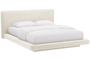 Micadoni Béžová sametová dvoulůžková postel Linea 160 x 200 cm