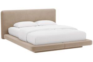 Micadoni Tmavě béžová sametová dvoulůžková postel Linea 160 x 200 cm