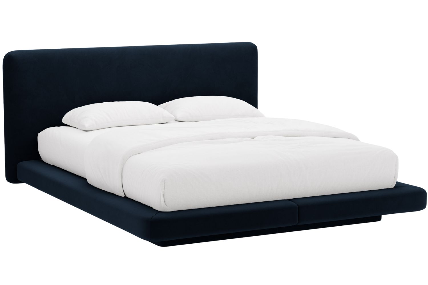 Micadoni Královsky modrá sametová dvoulůžková postel Linea 160 x 200 cm