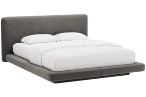 Micadoni Tmavě šedá sametová dvoulůžková postel Linea 180 x 200 cm