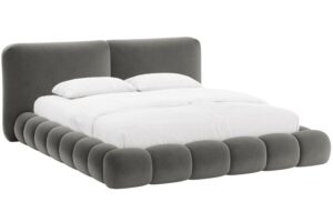 Micadoni Tmavě šedá sametová dvoulůžková postel Solange 180 x 200 cm