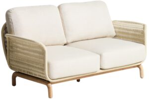 Kave Home Dřevěná zahradní pohovka Alipa 165 cm s béžovým výpletem