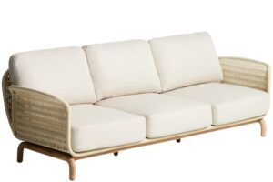 Kave Home Dřevěná zahradní pohovka Alipa 235 cm s béžovým výpletem