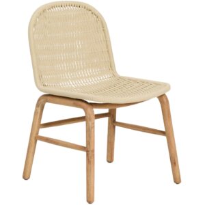 Kave Home Dřevěná zahradní židle Alipa s béžovým výpletem