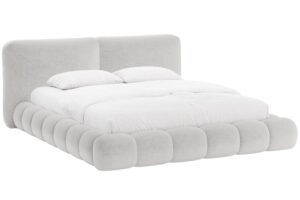 Micadoni Světle šedá žinylková dvoulůžková postel Solange 160 x 200 cm