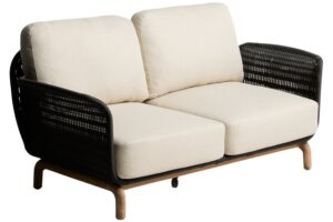 Kave Home Dřevěná zahradní pohovka Alipa 165 cm s tmavě šedým výpletem