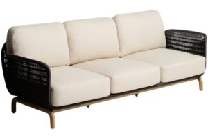 Kave Home Dřevěná zahradní pohovka Alipa 235 cm s tmavě šedým výpletem