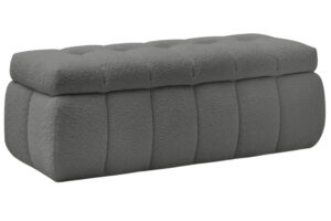 Bobochic Paris Tmavě šedá bouclé lavice Mont-Blanc 144 cm s úložným prostorem