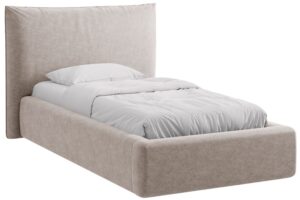 Micadoni Béžová žinylková jednolůžková postel Kaelle 90 x 200 cm s úložným prostorem