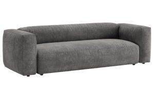 Micadoni Šedá sametová rozkládací pohovka Martina 264 cm