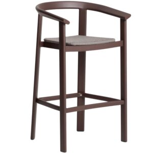 Kave Home Hnědá zahradní barová židle s výpletem Erice 75 cm