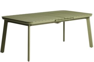Kave Home Zelený kovový zahradní rozkládací stůl Izola 185/235 x 100 cm