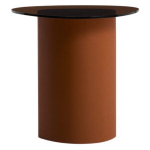 Kave Home Hnědý skleněný odkládací stolek Olir 48 x 47 cm