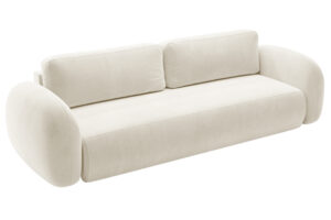 Maison Heritage Krémově bílá sametová rozkládací pohovka Kora 262 cm