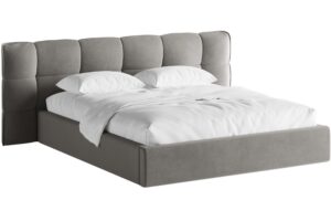 Micadoni Šedá sametová dvoulůžková postel Eric 180 x 200 cm s úložným prostorem