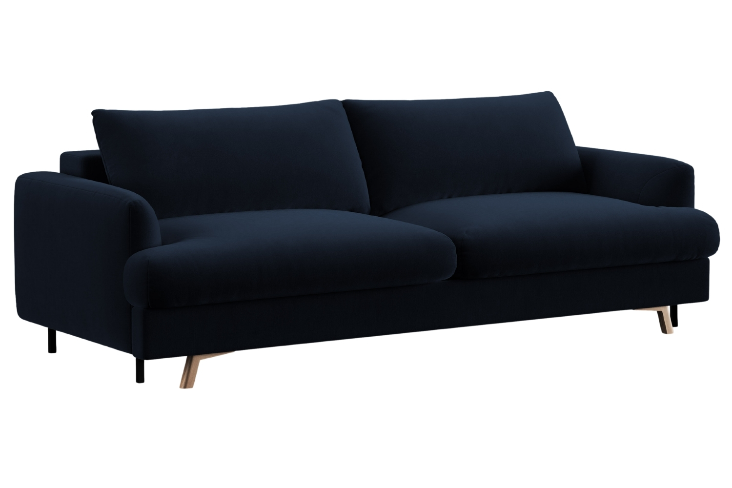 Micadoni Tmavě modrá sametová rozkládací pohovka Naomi 233 cm