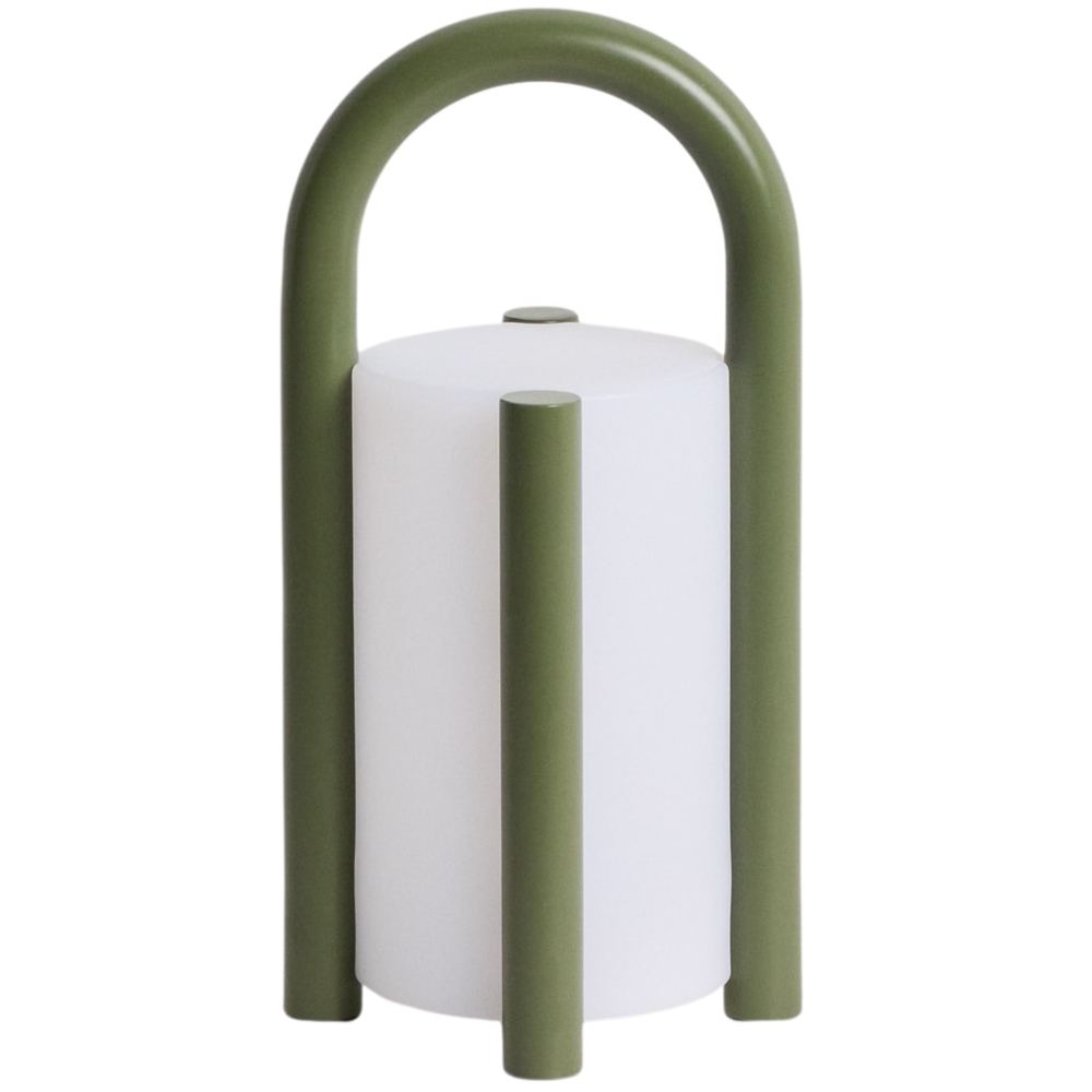 Kave Home Zelená přenosná zahradní LED lampa Leros 28 cm