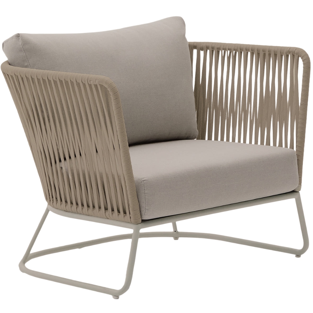 Kave Home Béžové kovové zahradní křeslo Saconca