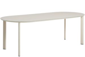 Kave Home Krémový zahradní stůl Erice 230 x 100 cm se skleněnou deskou