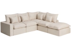 Kave Home Béžová rohová pohovka Anarela 307 cm s odnímatelným potahem