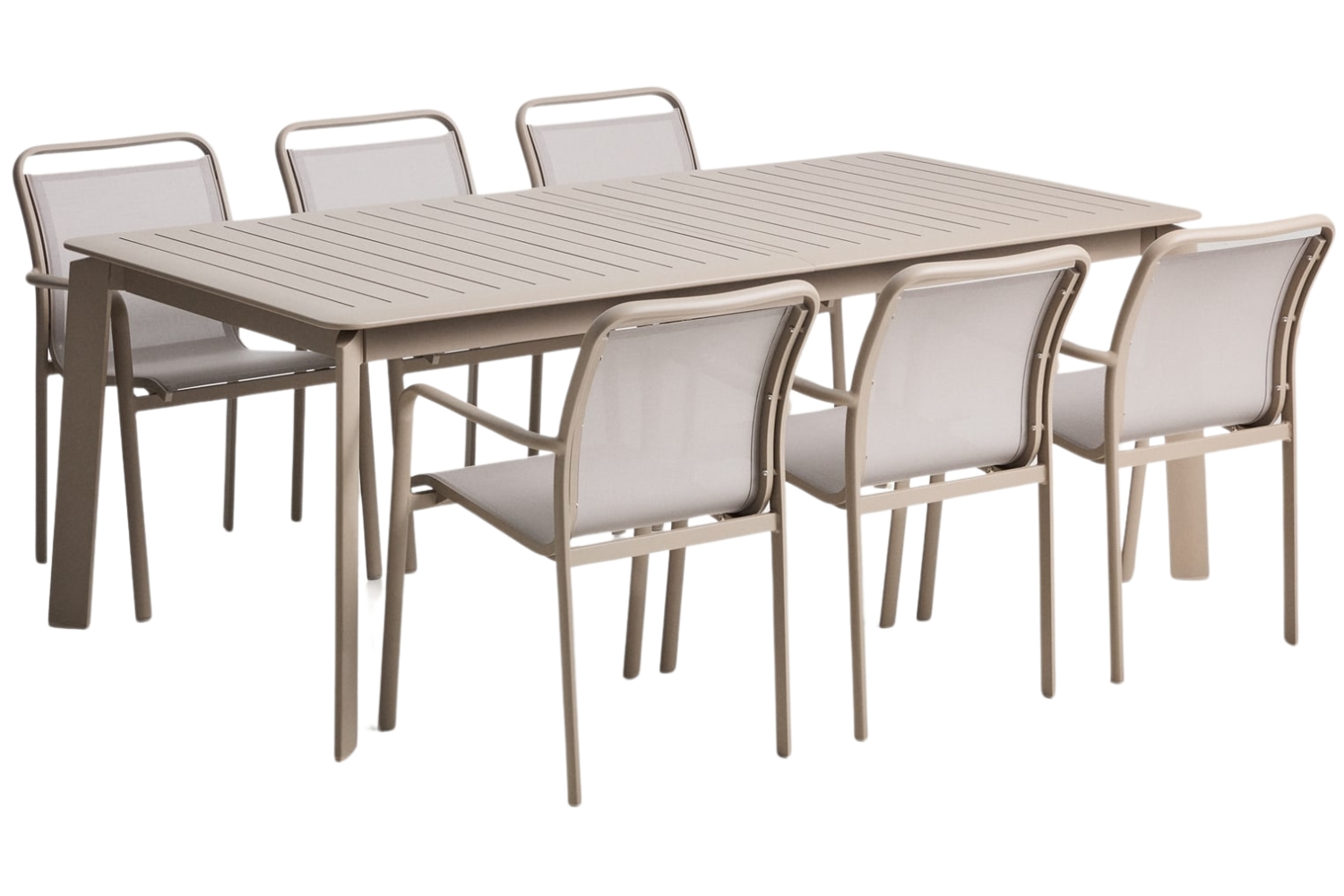 Kave Home Béžový zahradní set stolu Brela a šesti židlí Luri