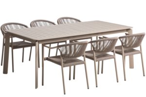 Kave Home Béžový zahradní set stolu Brela a šesti židlí Livadia