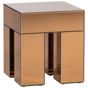 WOOOD Zlatý zrcadlový odkládací stolek Mirrox 45 x 45 cm