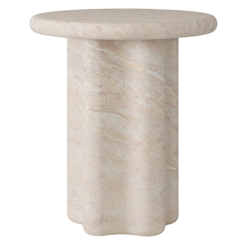 Somcasa Odkládací stolek Emeric ø 50 cm s dekorem travertinu