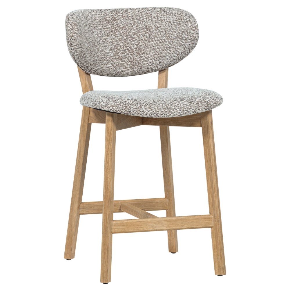 WOOOD Béžová barová židle Udar 65 cm s dubovou podnoží