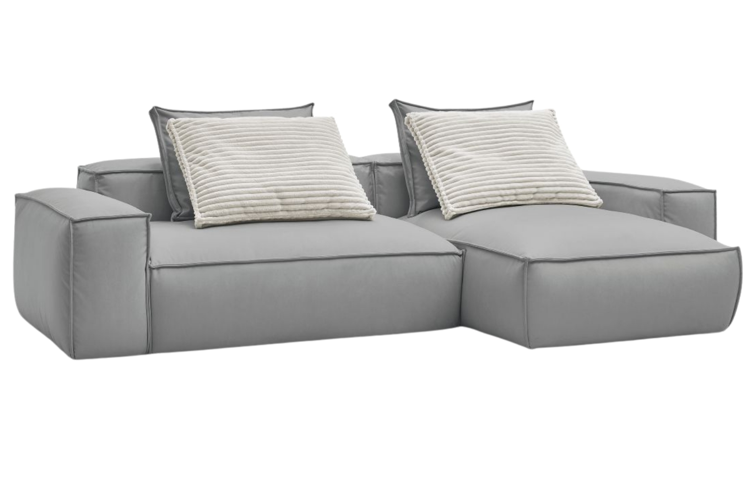 Bobochic Paris Světle šedá koženková rohová pohovka Boheme 302 cm