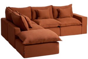 Kave Home Terakotová rohová pohovka  Anarela 307 cm s odnímatelným potahem