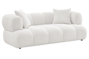 Bobochic Paris Bílá bouclé dvoumístná pohovka Pamira 210 cm