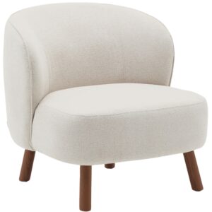 Kave Home Bílé čalouněné křeslo Ulit s hnědou podnoží