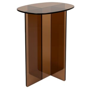 Zuiver Hnědý skleněný odkládací stolek LINEA 40 x 30 cm