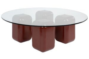 FEST Amsterdam Skleněný konferenční stolek Uma 100 cm s hnědou podnoží