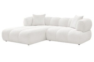 Bobochic Paris Bílá bouclé rohová pohovka Pamira 253 cm