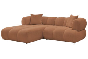 Bobochic Paris Terakotově oranžová bouclé rohová pohovka Pamira 253 cm