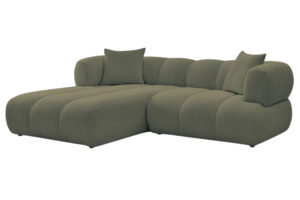 Bobochic Paris Zelená bouclé rohová pohovka Pamira 253 cm