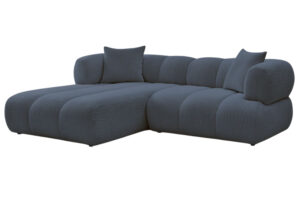 Bobochic Paris Tmavě modrá bouclé rohová pohovka Pamira 253 cm