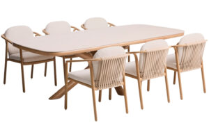 Kave Home Zahradní set stolu Mirtia a šesti židlí Sirte