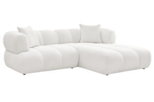 Bobochic Paris Bílá bouclé rohová pohovka Pamira 253 cm