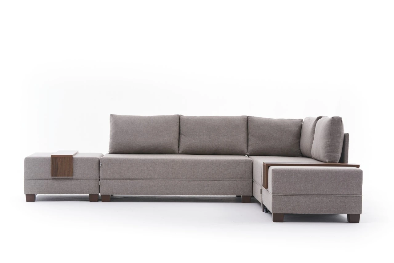 Hanah Home Rohová pohovka FLY krémová 280 cm s lenoškou vpravo