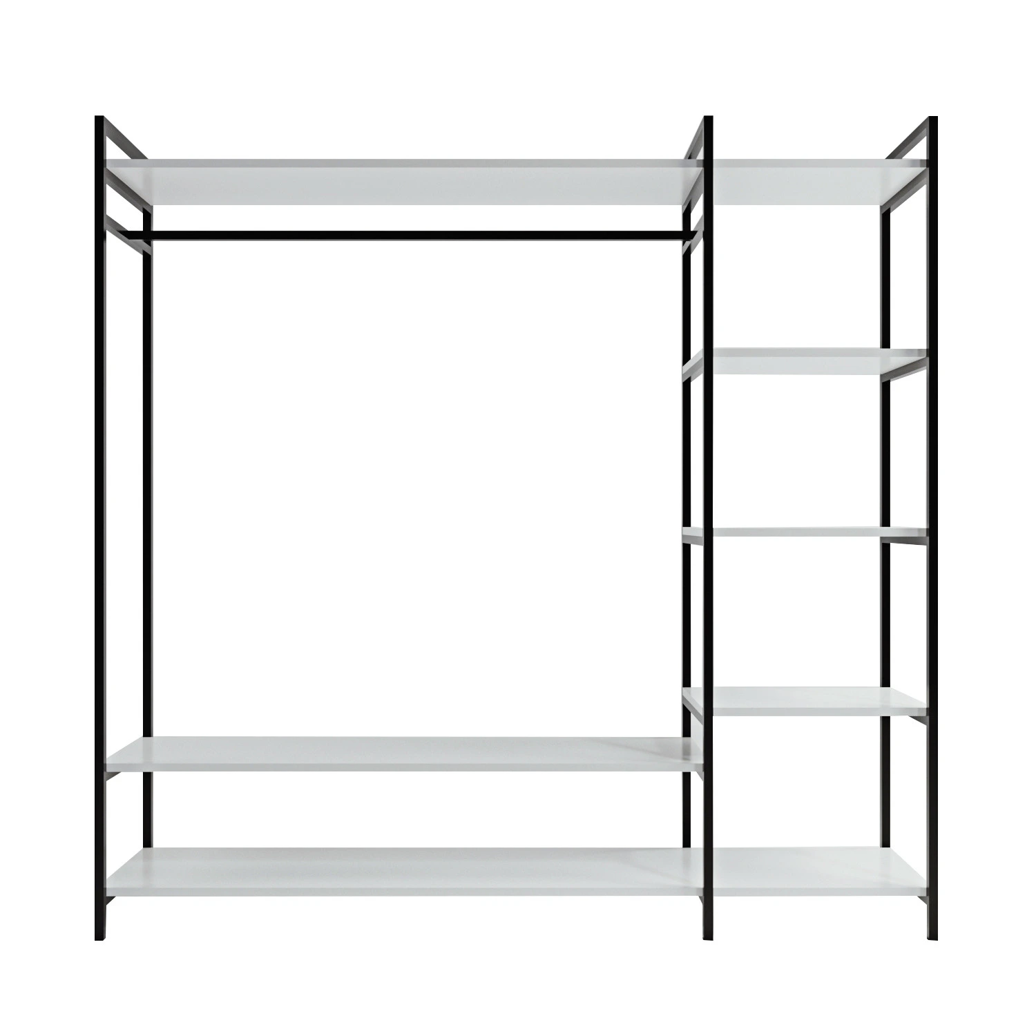 Kalune design Otevřená šatní skříň RAFLI bílá s policemi vpravo