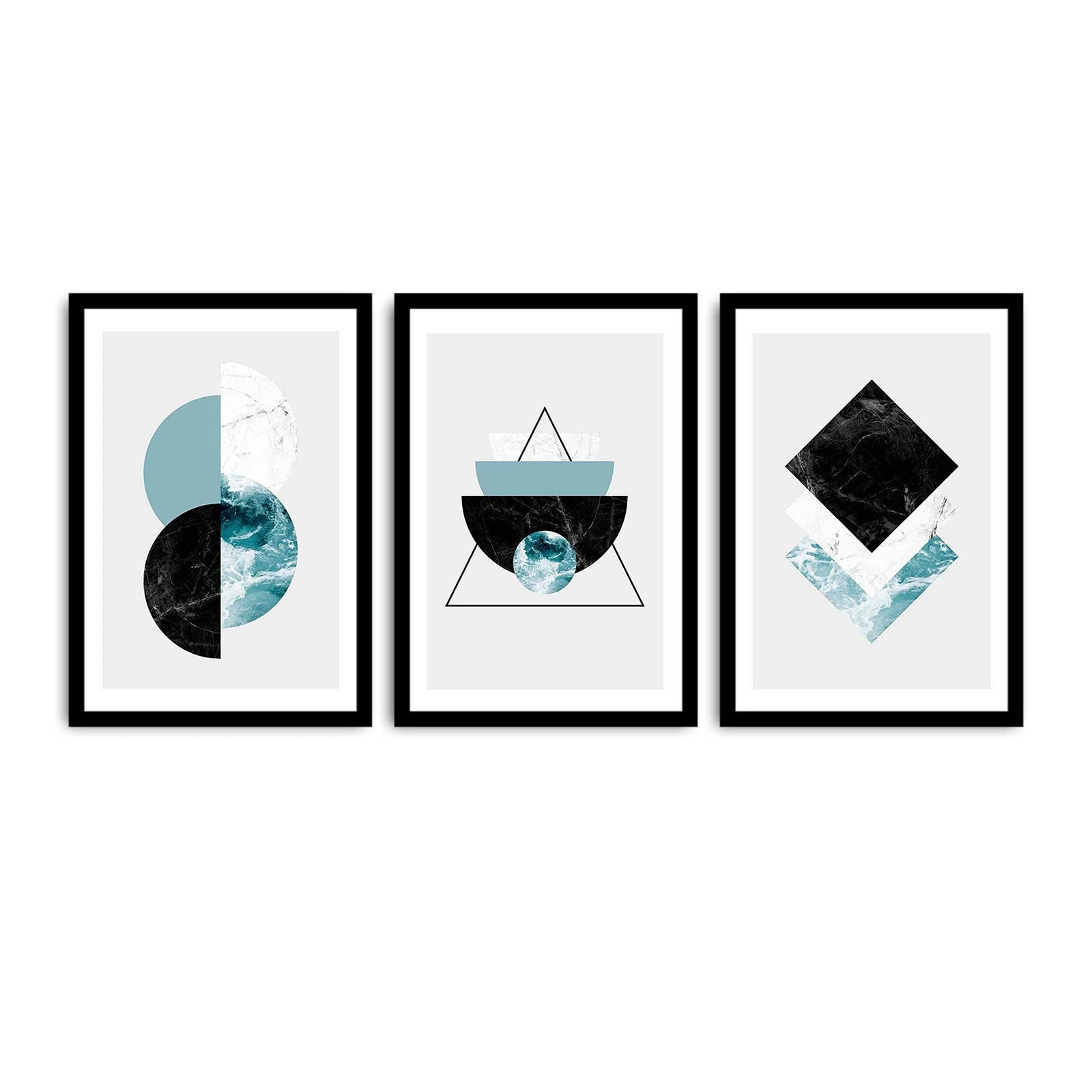 Kalune design Set 3 obrazů v černém rámu GEOMETRY