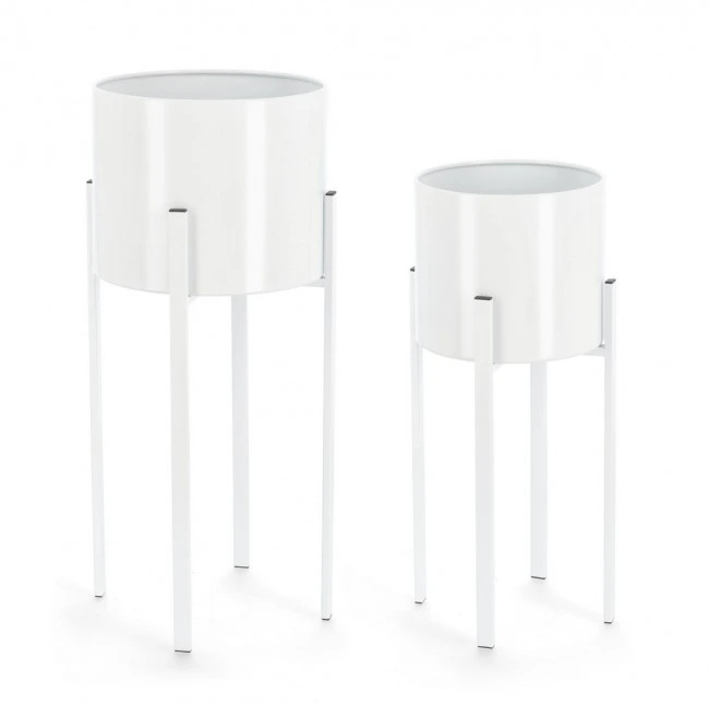 BIZZOTTO set 2 kovových květináčů ESTER bílý