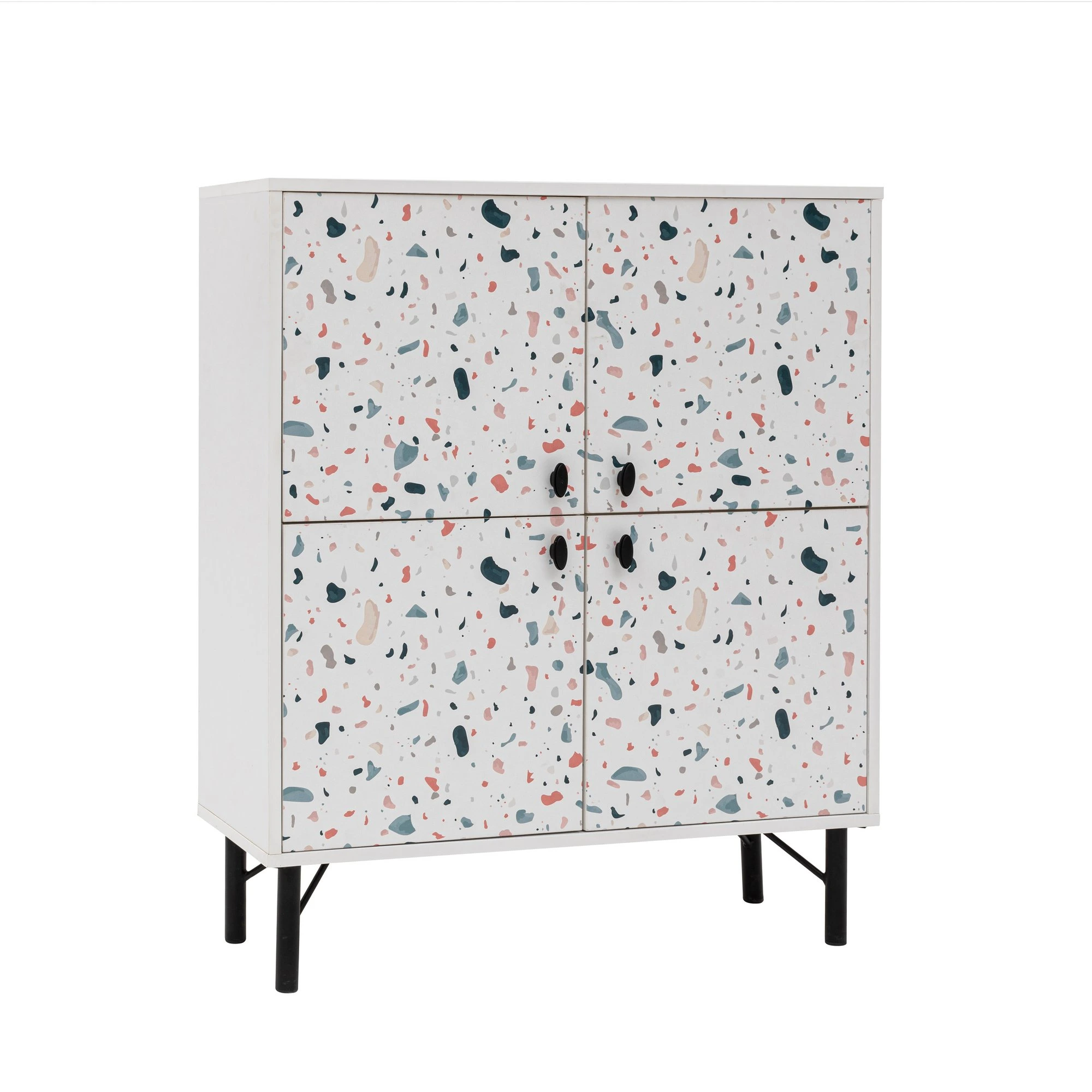 KALUNE DESIGN Dřevěná komoda TERRAZZO bílá